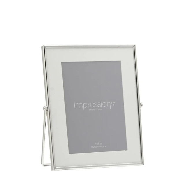 "Impressions Silver Colour Photo Frame White Border Swivel Stand 5"" X"