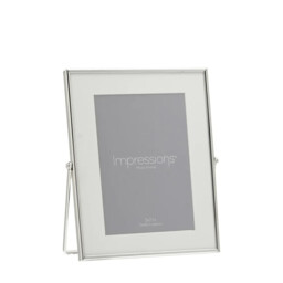 "Impressions Silver Colour Photo Frame White Border Swivel Stand 5"" X"