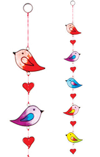 Sun Catcher Birds Multicoloured String Of 5, Indoor Or Outdoor, Resin
