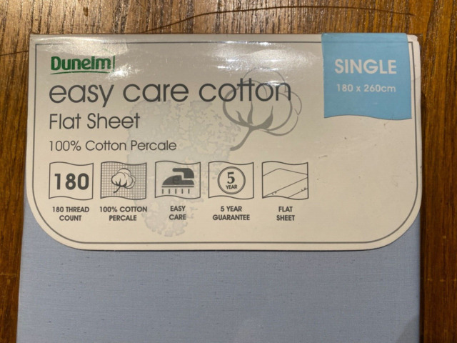 100% Cotton Duck Egg Blue Single Flat Sheet 180 Cm X 260 Cm