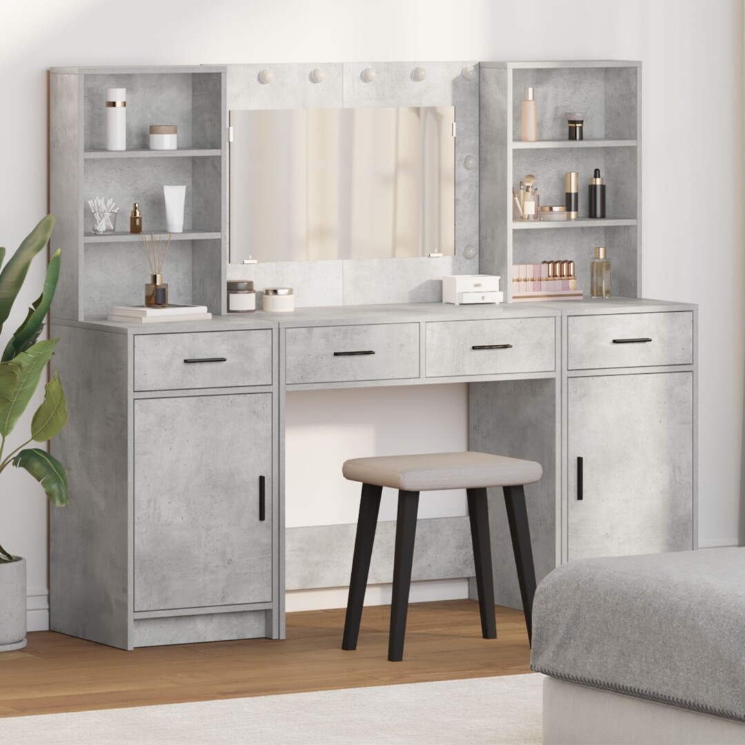grey wood dressing table 3 Piece Set Concrete Engineered Vidaxl by eBay dark grey dressing table
