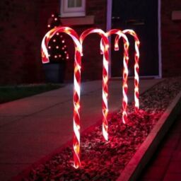 4pc Outdoor Battery Led Candy Cane Path Garden Light Decoration