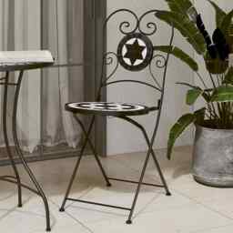 Bistro Chairs Foldable 2 Pcs Black And White Ceramic Vidaxl