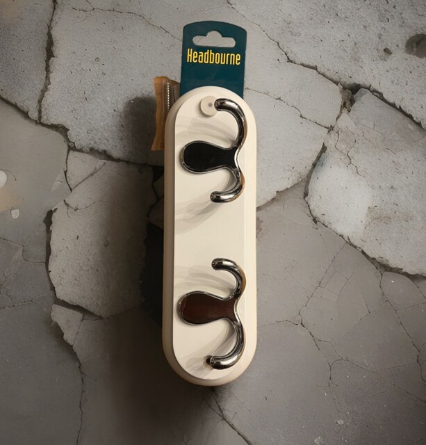 Coat Rack Door Wall Mounted, 2 Double Coat Hooks, White 22cm Robe
