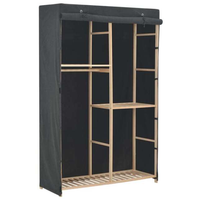 3-tier Wardrobe Grey 110x40x170 Cm Fabric Vidaxl