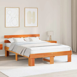 Bed Frame With Headboard Brown 160 X 200 Cm Solid Pine Wood Vidaxl
