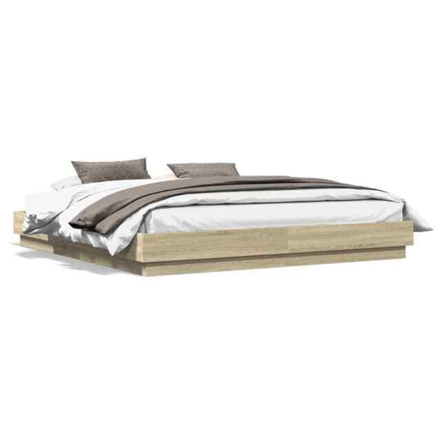 Bed Frame Sonoma Oak 180x200 Cm Super King Engineered Wood Vidaxl