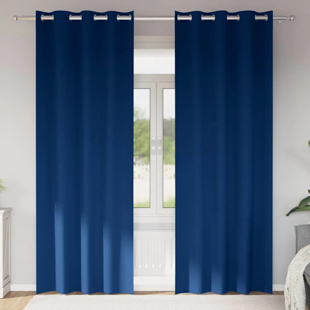 Curtains With Curtains 2 Pcs Dark Blue Polyester Vidaxl