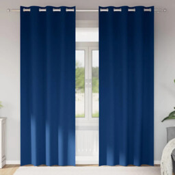 Curtains With Curtains 2 Pcs Dark Blue Polyester Vidaxl
