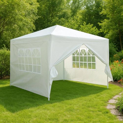 Lightweight 3x3m White Gazebo - Waterproof Canopy Cover, Garden Tent