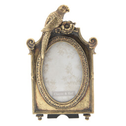 Antiqued Gold 6 X 4 Parrot Freestanding Oval Photo Picture Frame