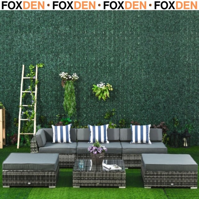 6 Pc Rattan Sofa Coffee Table Set Sectional Wicker Weave Furniture For
