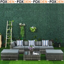 6 Pc Rattan Sofa Coffee Table Set Sectional Wicker Weave Furniture For