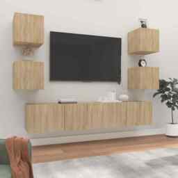 6 Piece Tv Cabinet Set Sonoma Oak Engineered Wood Vidaxl