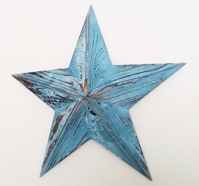 Medium Wooden Blue Nautical Hanging Star Wall Art Vintage Style-52cm