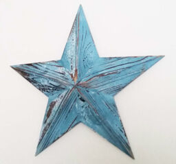 Medium Wooden Blue Nautical Hanging Star Wall Art Vintage Style-52cm