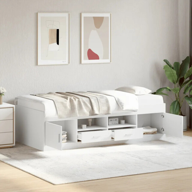 Daybed With Drawers Without Mattress White 90x200 Cm Vidaxl