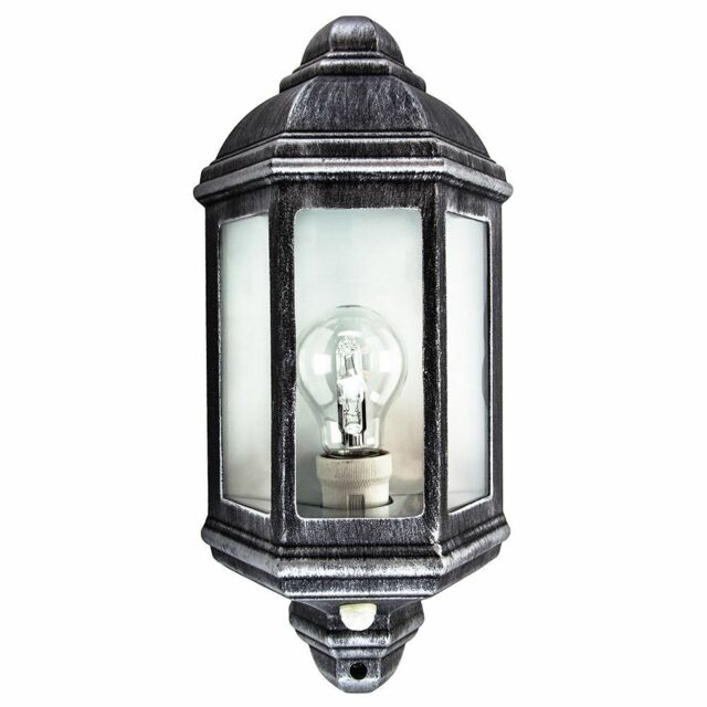 Traditional Pir Sensor Outdoor Wall Light Fitting - Black/silver
