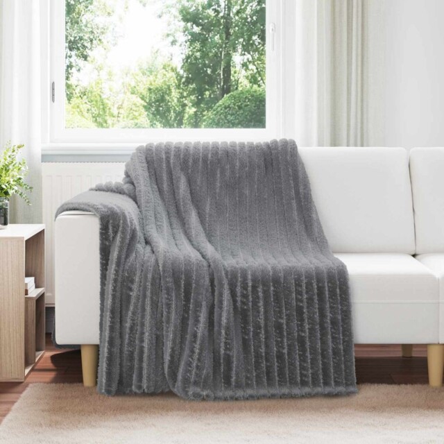 Throw Blanket Dark Grey 150x200cm Soft Fleece Lightweight Cozy Home