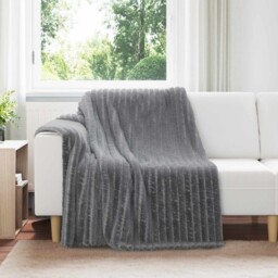 Throw Blanket Dark Grey 150x200cm Soft Fleece Lightweight Cozy Home