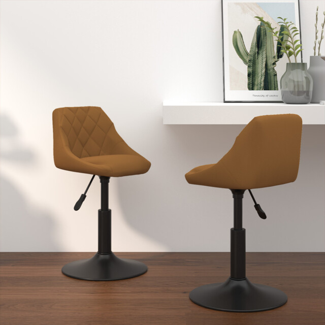 Swivel Dining Chairs 2 Pcs Brown 46 X 44 X 77.5 Cm Faux Leather Vidaxl