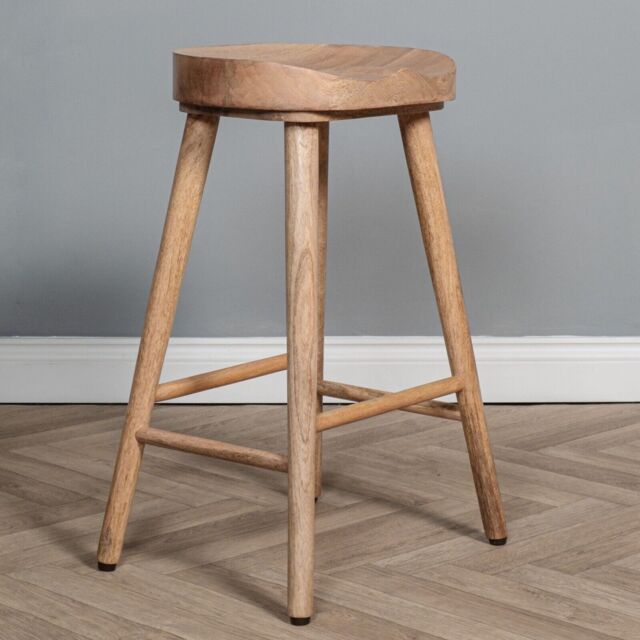 Elm Home And Garden Solid Wooden Breakfast Kitchen Bar Stool Oak