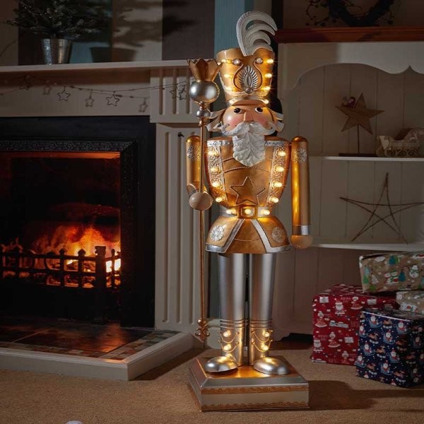 Three Kings Christmas Giant Inlit Nutcracker Gold/white