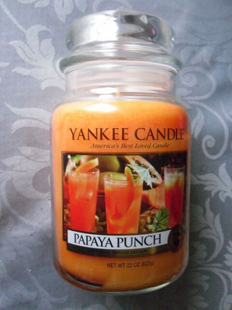 "Yankee Candle Large Jar ""papaya Punch"" Very Rare Now Eu Over Usa Label"