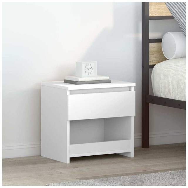 Bedside Cabinet High Gloss White 40x30x39cm Engineered Wood 1 Drawer