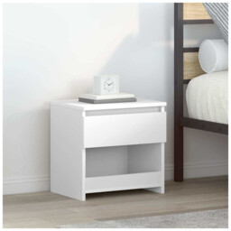 Bedside Cabinet High Gloss White 40x30x39cm Engineered Wood 1 Drawer