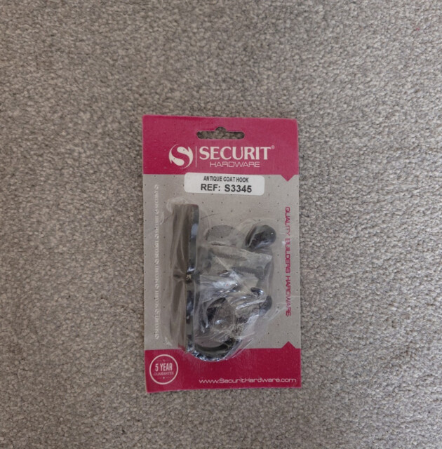 Securit S3345 Antique Style Black Coat Hooks (2 Pack)