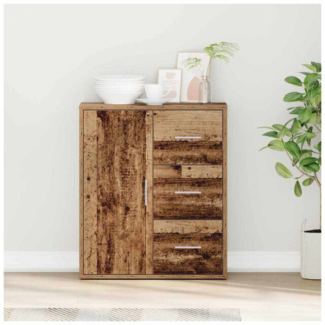 Sideboard 60x31x70cm Old Wood Engineered Wood 3 Drawer 1 Door Modern