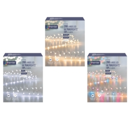 200 Large Led Ultrabright Garland Lights Silver Wire Multi Action