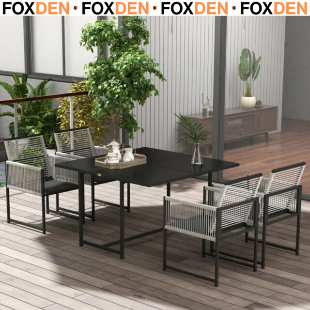 5 Piece Metal Dining Set With Folding Back Chairs For Indoor Outdoor