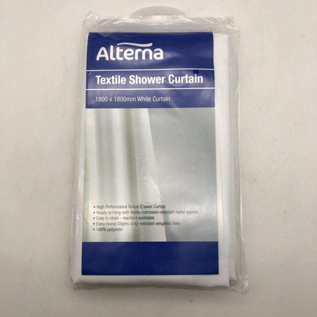 Shower Curtain White Alterna Textile 1800 X 1800mm Free P&p