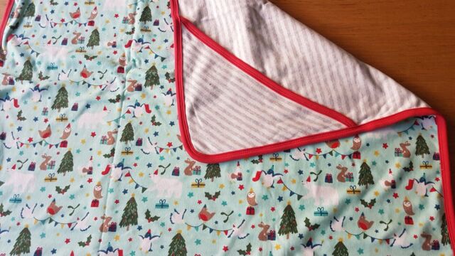 Frugi Little Hug Arctic Aqua Let's Party Hooded Blanket Christmas