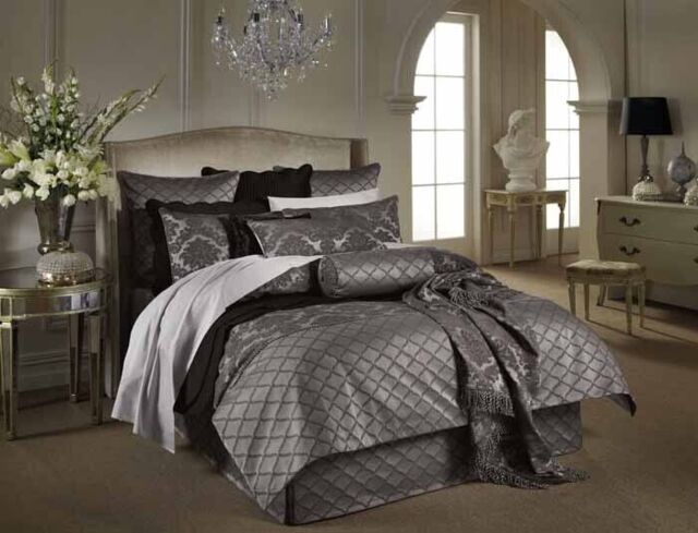 Sheridan Lusanne Pair Standard Pillowcases Caviar Grey