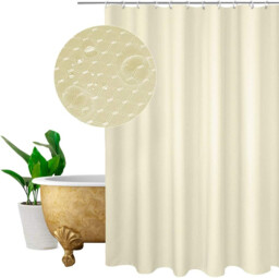 Eurcross Shower Curtain Beige, Plain Design Waffle Checked Polyester