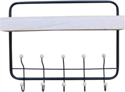 Wall Mounted Wooden Rack & Coat Hooks Storage Shelf Holder Hallway