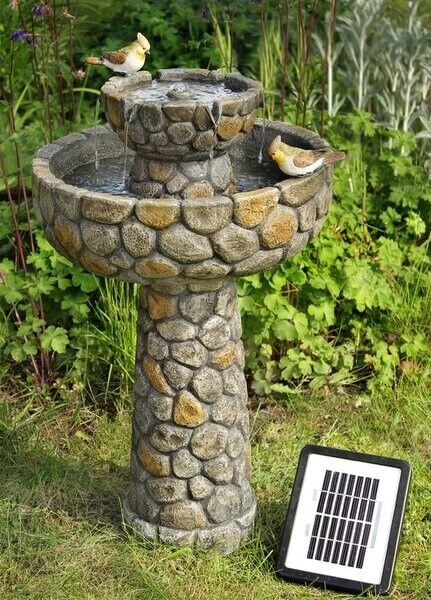 Primrose Cobbled Solar Bird Bath & Water Fountain 68cm