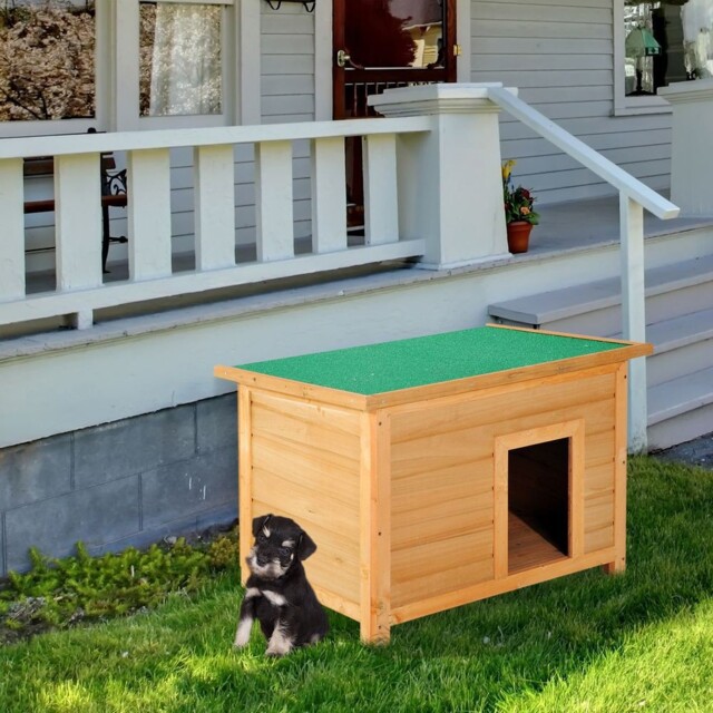 Pawhut Wooden Dog Kennel Elevated Dog Pet House W/ Open Top 85w X 58d