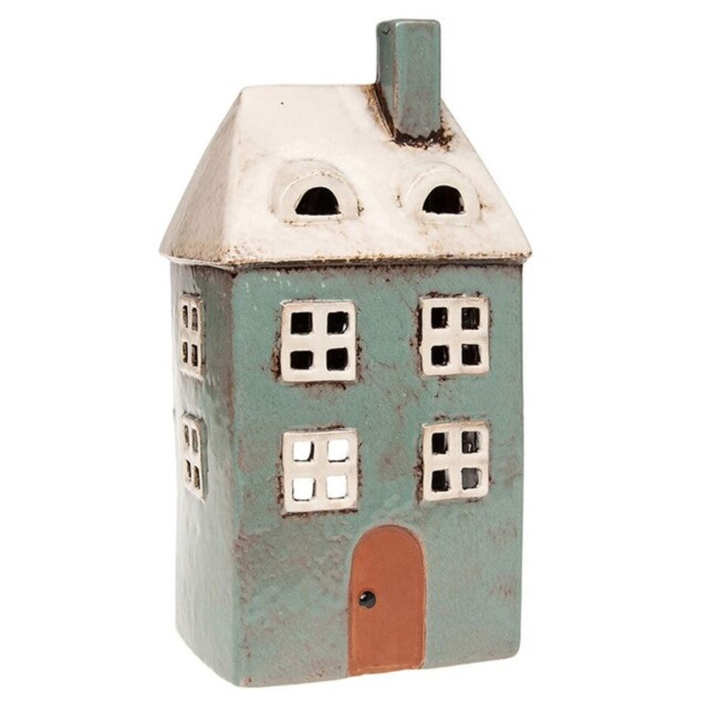 Teal Tall House Tealight Holder - Great Home And Gift Idea