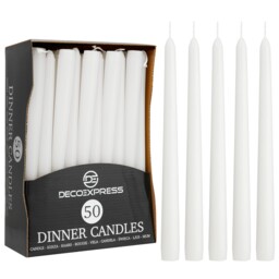 Deco Express Candles Set, Pack Of 50 Classic Dripless 50, White