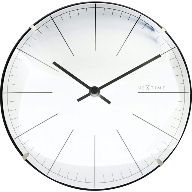 "Nextime Wall Clock Or Table Clock ""big Stripe Mini Dome"" 20cm In White"
