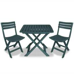 3 Piece Folding Bistro Set Plastic Green Vidaxl