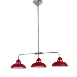 Jasper 3 Red Shade Chrome Lights Home Kitchen Bar Lighting Ceiling