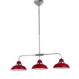 Jasper 3 Red Shade Chrome Lights Home Kitchen Bar Lighting Ceiling