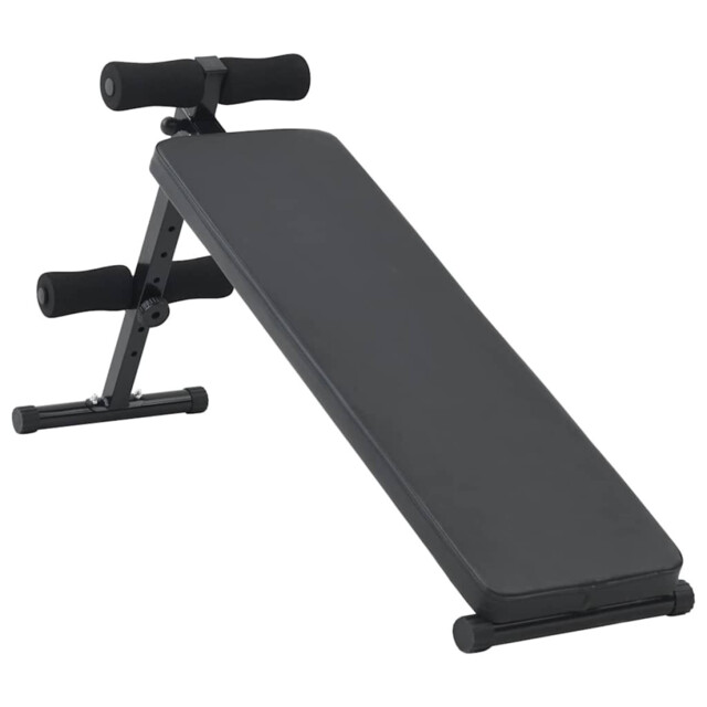 Sit-up Bench Adjustable Foldable Black Powder-coated Steel 124 X 33.5