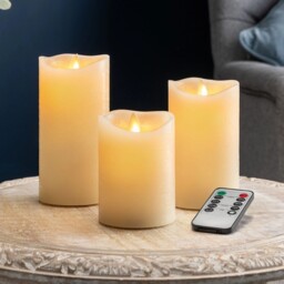 Flameless Led Candles Real Wax Flickering Flame Remote Control Set Of