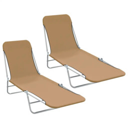 Folding Sun Loungers 2 Pcs Steel And Fabric Taupe Vidaxl